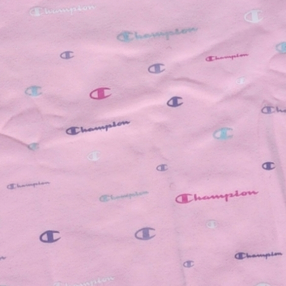 Champion Girls Tossed Logo Sweatshirt Size Large Pink Crewneck Fleece Lined. - Picture 7 of 8